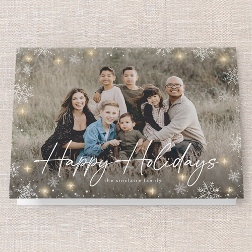 Snowflake Glow Holiday Card, White, 5x7 Folded, Holiday, Matte, Folded Smooth Cardstock, Square, White