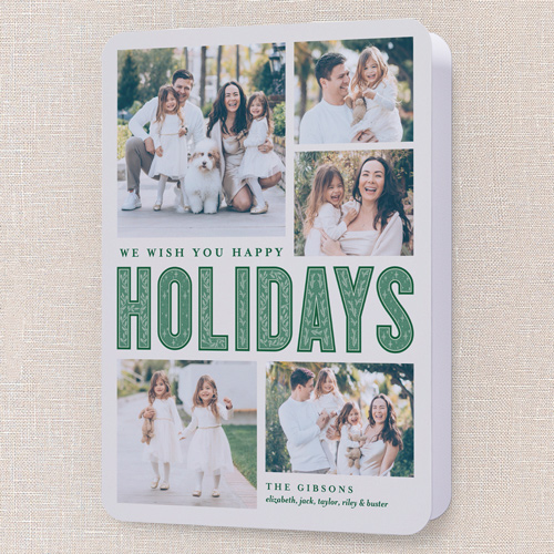 Pattern Type Holiday Card, Grey, 5x7 Folded, Holiday, Matte, Folded Smooth Cardstock, Rounded, Whisper Gray