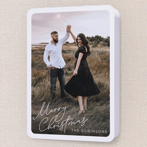 Matted Frame Holiday Card, White, 5x7 Folded, Christmas, Matte, Folded Smooth Cardstock, Rounded, White