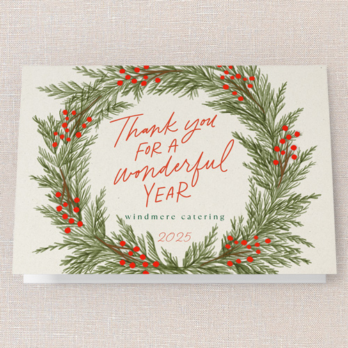 Perfect Wreath Holiday Card, Beige, 5x7 Folded, Holiday, Matte, Folded Smooth Cardstock, Square, Cream