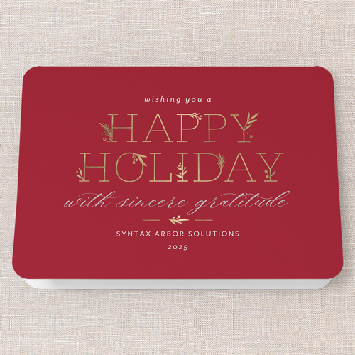 Embracing Elegant Holiday Card, Red, 5x7 Folded, Holiday, Pearl Shimmer Cardstock, Rounded, Winterberry