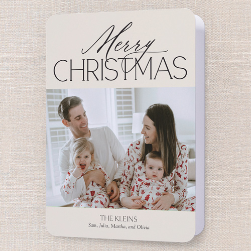 Jolly Gallery Holiday Card, Beige, 5x7 Folded, Christmas, Pearl Shimmer Cardstock, Rounded, Cream