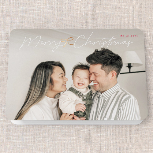Bow Touch Holiday Card, White, 5x7 Folded, Christmas, Matte, Folded Smooth Cardstock, Rounded, White