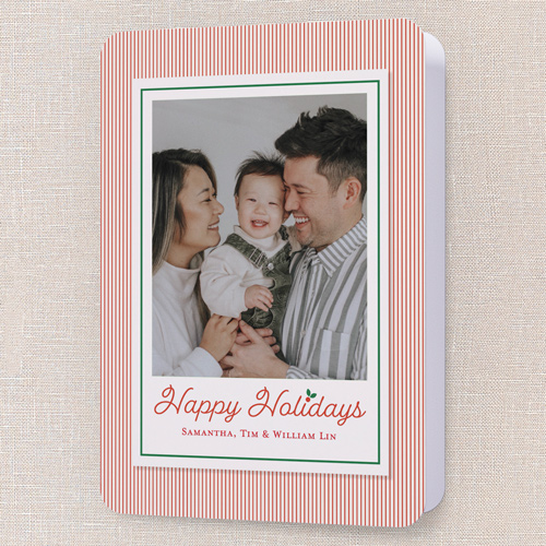Candy Bands Holiday Card, Red, 5x7 Folded, Holiday, Matte, Folded Smooth Cardstock, Rounded, Tomato