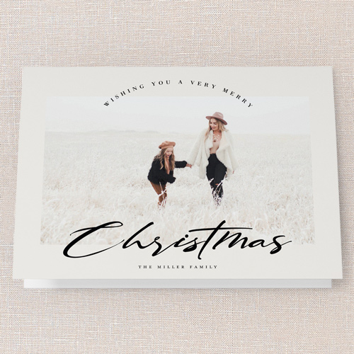 Smooth Signature Holiday Card, White, 5x7 Folded, Christmas, Matte, Folded Smooth Cardstock, Square, Almond