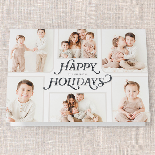 Painted Penmanship Holiday Card, Black, 5x7 Folded, Holiday, Pearl Shimmer Cardstock, Square, Black