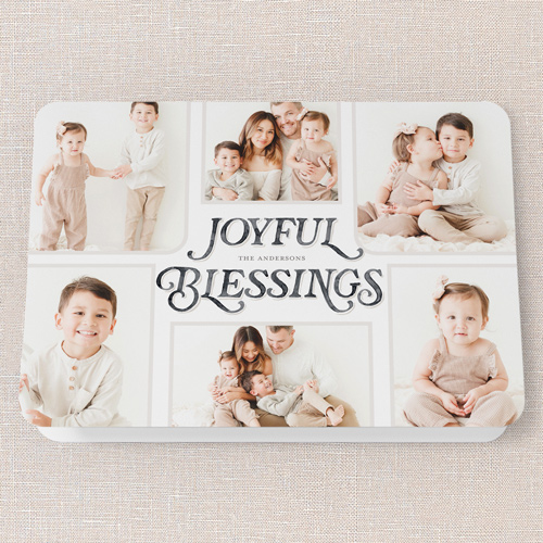 Painted Penmanship Holiday Card, Black, 5x7 Folded, Religious, Pearl Shimmer Cardstock, Rounded, Black