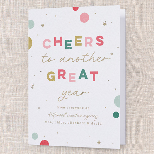 Playful Cheers Holiday Card, White, 5x7 Folded, Holiday, Pearl Shimmer Cardstock, Square, White