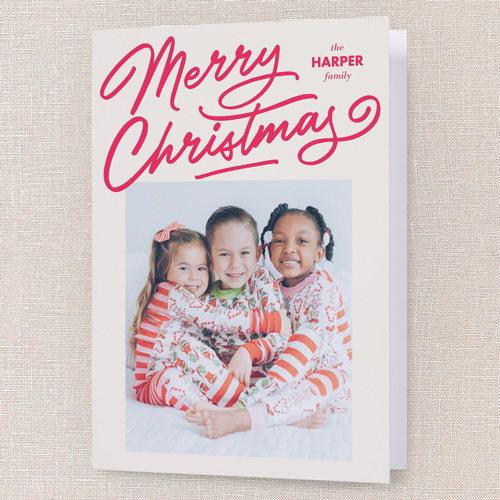 Joyful Wishes Holiday Card, Beige, 5x7 Folded, Christmas, Pearl Shimmer Cardstock, Square, Cream