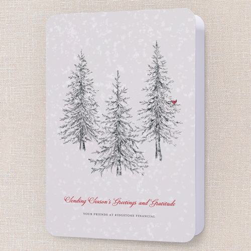 Winter Gratitude Holiday Card, Grey, 5x7 Folded, Holiday, Pearl Shimmer Cardstock, Rounded, Whisper Gray