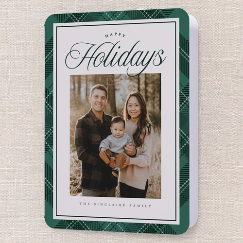 Heritage Border Holiday Card, Green, 5x7 Folded, Holiday, Matte, Folded Smooth Cardstock, Rounded, Forest