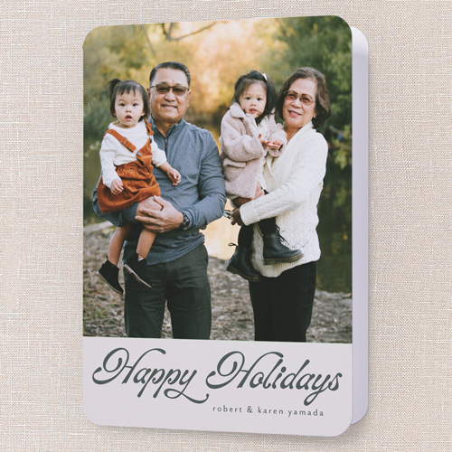 Graceful Wishes Holiday Card, Grey, 5x7 Folded, Holiday, Matte, Folded Smooth Cardstock, Rounded, Whisper Gray