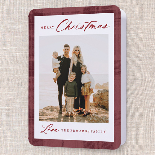 Plaid Border Elegance Holiday Card, Red, 5x7 Folded, Christmas, Matte, Folded Smooth Cardstock, Rounded, Velvet