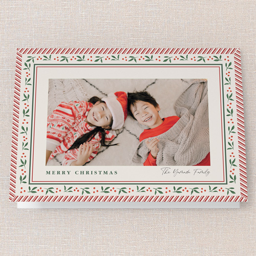 Cheerful Frame Holiday Card, Red, 5x7 Folded, Christmas, Pearl Shimmer Cardstock, Square, Apple
