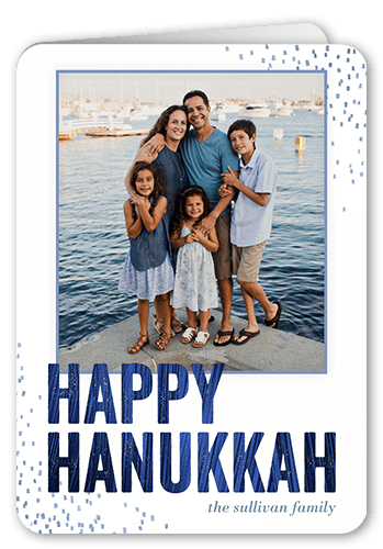 Sprinkled Smiles Hanukkah Card, Blue, 5x7 Folded, Hanukkah, Matte, Folded Smooth Cardstock, Rounded