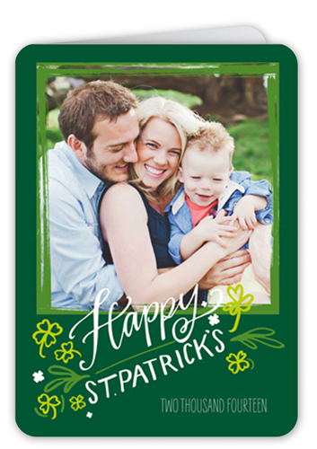 Fabulous Frame St. Patrick's Day Card, Green, Pearl Shimmer Cardstock, Rounded