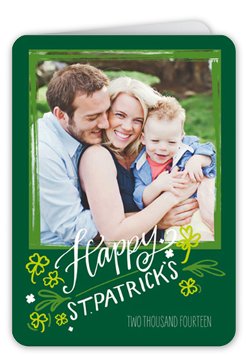 Fabulous Frame St. Patrick's Day Card, Green, Pearl Shimmer Cardstock, Rounded, Dark Green