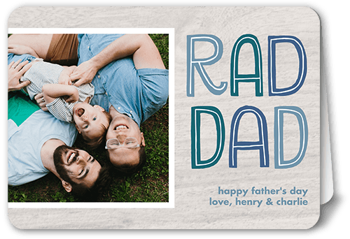 Rad Dad Outline Father's Day Card, White, 5x7, Pearl Shimmer Cardstock, Rounded