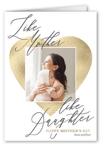 Like Mother Like Daughter Mother's Day Card, White, 5x7 Folded, Pearl Shimmer Cardstock, Square, White