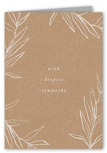 Caring Condolences Sympathy Card, Beige, 5x7 Folded, Write Your Own Greeting, Matte, Folded Smooth Cardstock, Square