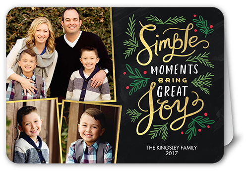 Simple Moments Christmas Card, Black, Pearl Shimmer Cardstock, Rounded