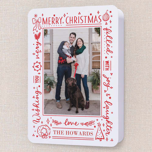 Handwritten Wish Christmas Card, Red, 5x7 Folded, Christmas, Matte, Folded Smooth Cardstock, Rounded, Apple