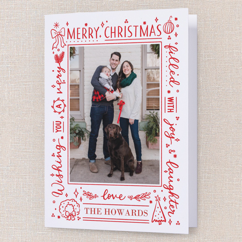 Handwritten Wish Christmas Card, Red, 5x7 Folded, Christmas, Pearl Shimmer Cardstock, Square, Apple