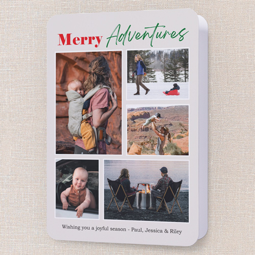 Jolly Adventures Christmas Card, Gray, 5x7 Folded, Christmas, Pearl Shimmer Cardstock, Rounded, Gray