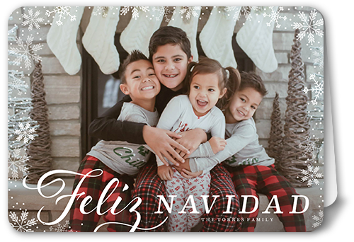 Sentimento Especial Tarjeta de Navidad, White, Feliz Navidad, Matte, Folded Smooth Cardstock, Rounded