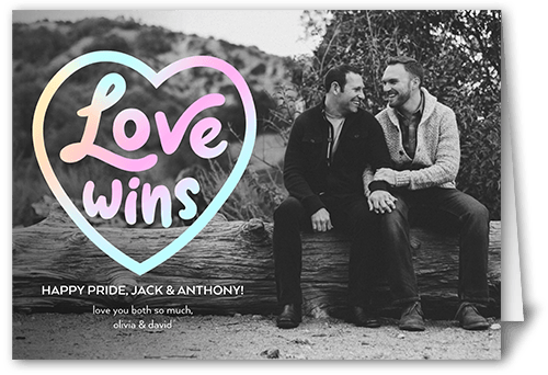 Love Wins Pride Month Greeting Card, White, 5x7 Folded, Matte, Folded Smooth Cardstock, Square, White
