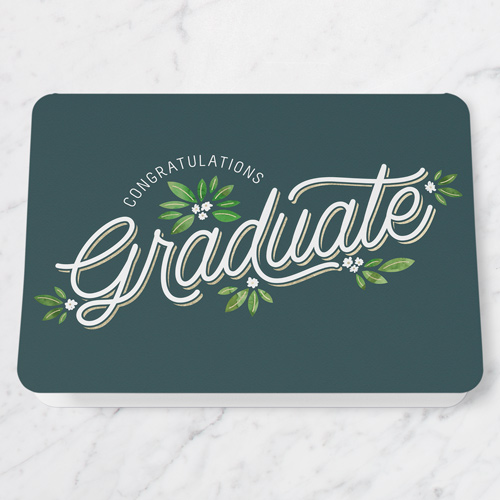 Whimsy Praise Graduation Greeting Card, Green, 5x7 Folded, Pearl Shimmer Cardstock, Rounded