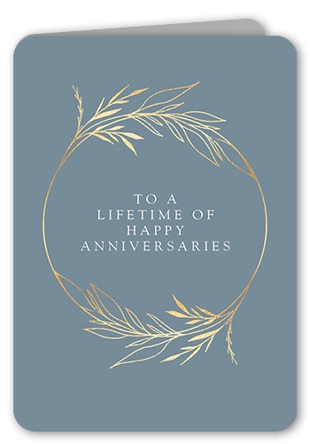 Delicate Circle Anniversary Card, Blue, 5x7 Folded, Pearl Shimmer Cardstock, Rounded, Blue