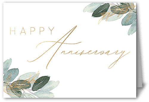 Floral Fondness Anniversary Card, White, 5x7 Folded, Matte, Folded Smooth Cardstock, Square