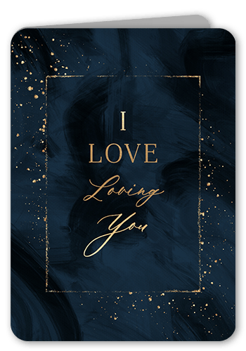 Loving You Anniversary Card, Blue, 5x7 Folded, Pearl Shimmer Cardstock, Rounded