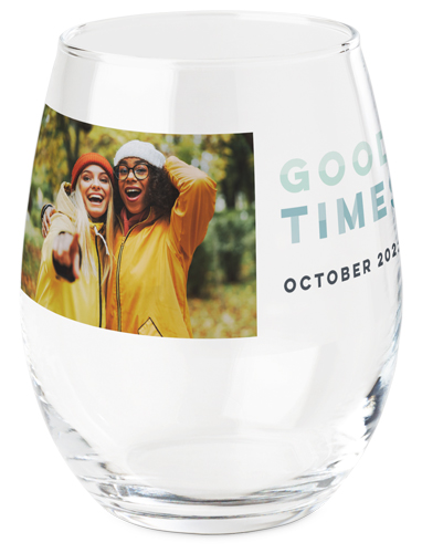 Gradient Good Times Printed Wine Glass, Printed Wine, Set of 1, Green