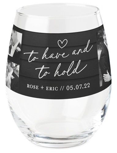 Have and Hold Printed Wine Glass, Printed Wine, Set of 1, Black