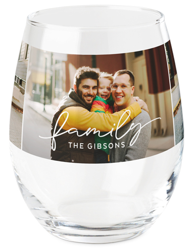 Family Script Printed Wine Glass, Printed Wine, Set of 1, White