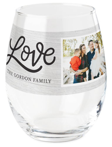 Love Script Printed Wine Glass, Printed Wine, Set of 1, Brown