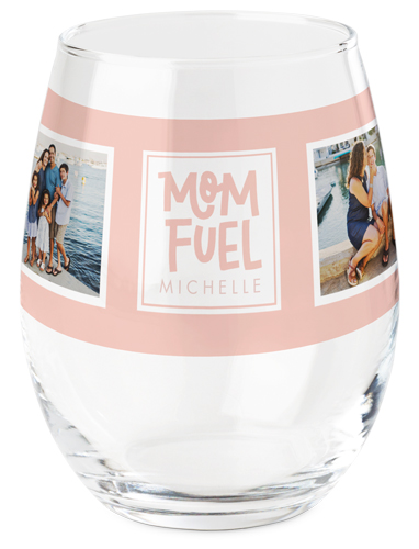 Mom Fuel Printed Wine Glass, Printed Wine, Set of 1, Pink