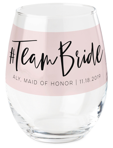 Team Bride Printed Wine Glass, Printed Wine, Set of 1, Pink