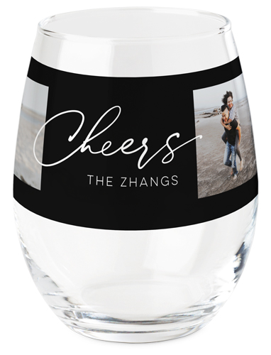 Cheers Printed Wine Glass, Printed Wine, Set of 1, Black