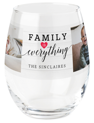 Family Heart Everything Printed Wine Glass, Printed Wine, Set of 1, White