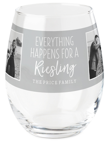 Simply Riesling Printed Wine Glass, Printed Wine, Set of 1, Gray, iron