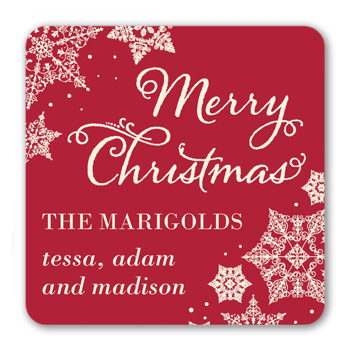 Framed In Snowflakes Stickers, -Red-Stickers