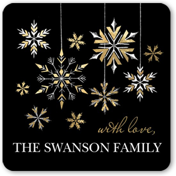 Ornate Snowflakes Stickers, -Black-Stickers