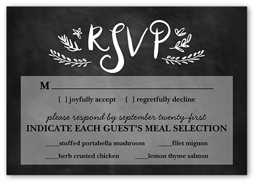 Love And Laughter Forever Wedding Response Card, Black, Matte, Pearl Shimmer Cardstock, Square