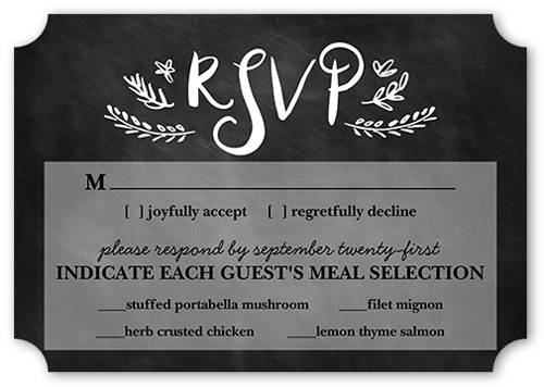 Love And Laughter Forever Wedding Response Card, Black, Pearl Shimmer Cardstock, Ticket