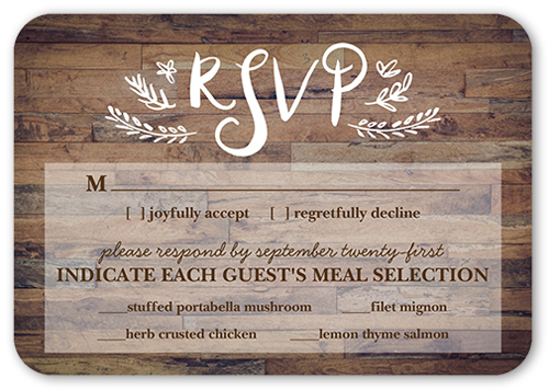 Love And Laughter Forever Wedding Response Card, Brown, Pearl Shimmer Cardstock, Rounded