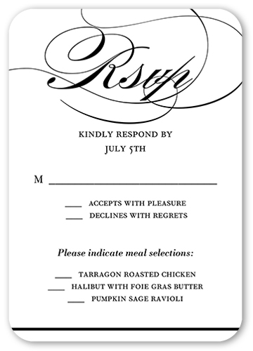 Captivating Elegance Wedding Response Card, White, 100% Recycled Cardstock , Rounded