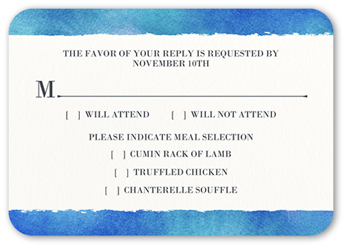Romantic Wonder Wedding Response Card, Blue, 100% Recycled Cardstock , Rounded